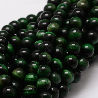 Natural Tiger Eye(Dyed & Heated) Round Beads Strands G-E329-8mm-40A-1
