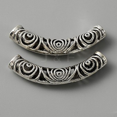 Tibetan Style Alloy Curved Tube Beads FIND-TAC0014-37AS-1