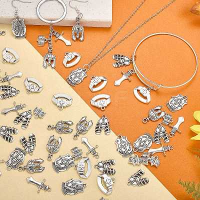 70Pcs 6 Styles Tibetan Style Alloy Pendants FIND-SZ0003-91-1