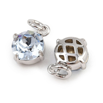 Flat Round Brass Glass Charms KK-L240-06P-02-1