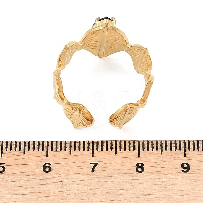 304 Stainless Steel with Glass Cuff Open Rings RJEW-Z132-01G-1