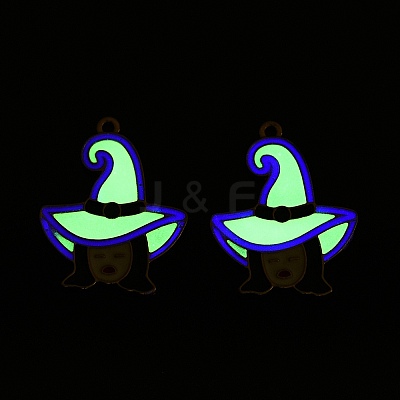Halloween Theme Rack Plating Luminous Alloy Enamel Pendants ENAM-N056-235G-1