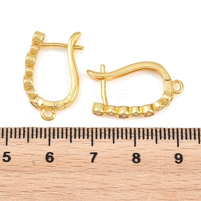 Brass Micro Pave Clear Cubic Zirconia Hoop Earrings Findings KK-K340-33G-1