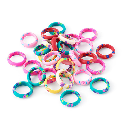 30Pcs Handmade Polymer Clay Finger Rings RJEW-TA0001-11A-1
