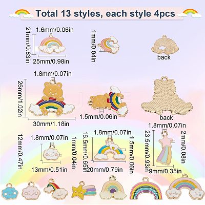 52Pcs 13 Style Alloy Pendants ENAM-SC0003-63-1