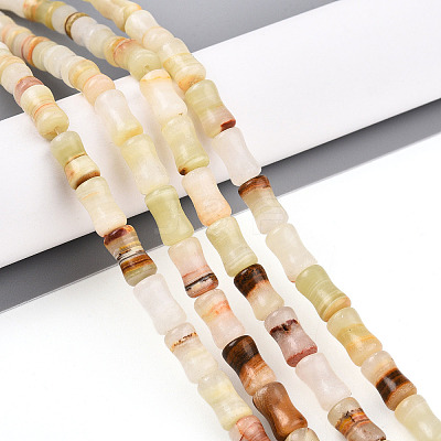 Natural Green Banded Calcite(Afghan Jade) Beads Strands G-T140-87-1
