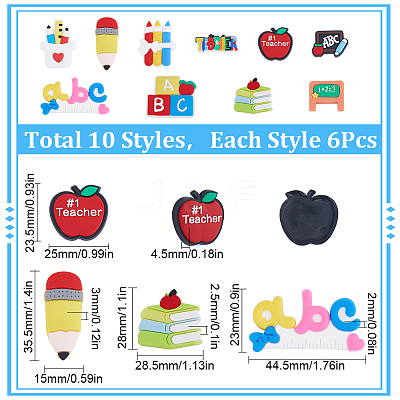60Pcs 10 Style PVC Plastic Cabochons KY-SC0001-78-1