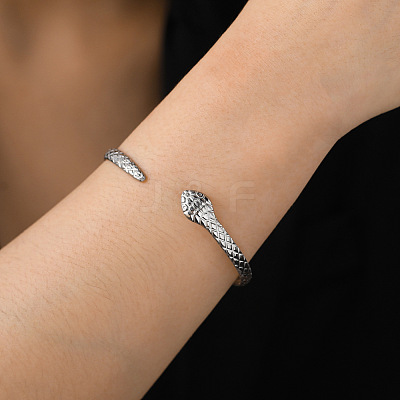 Non-Tarnish 304 Stainless Steel Snake Cuff Bangle BJEW-F456-01P-1