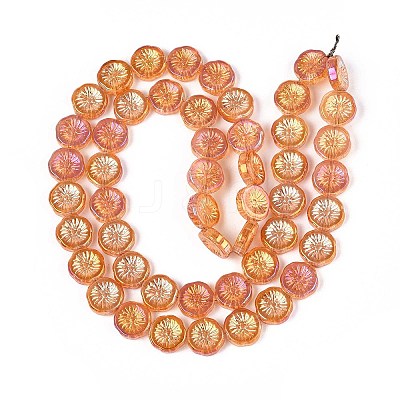 Half Electroplate Baking Paint Glass Beads Strands EGLA-K061-11A-AB10-1