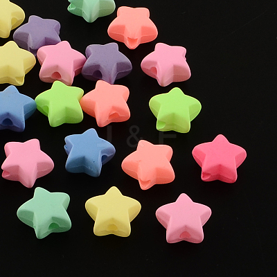 Star Spray Painted Fluorescent Acrylic Beads MACR-R554-13-1