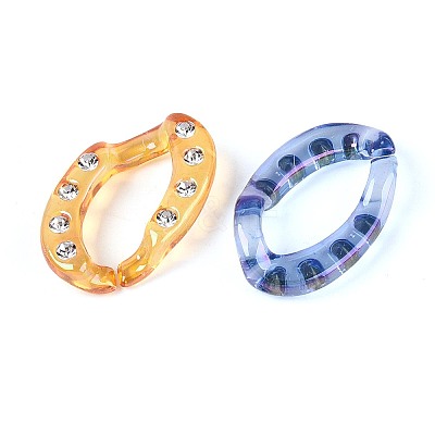 UV Plating Transparent Acrylic & Rhinestone Beads TACR-T029-01M-1