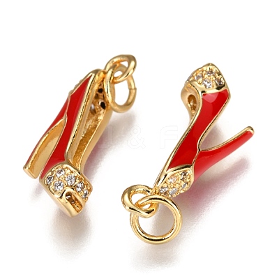 Brass Micro Pave Clear Cubic Zirconia Stilettos Pendants ZIRC-B002-35G-1