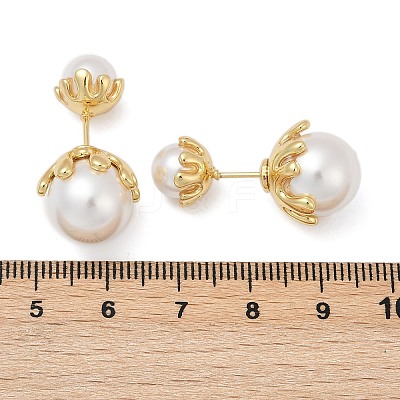 Round Brass Stud Earrings EJEW-H154-03G-1