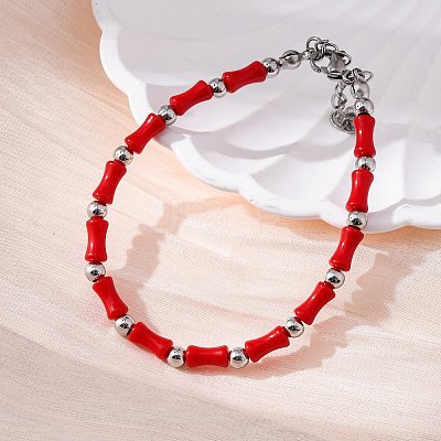 304 Stainless Steel Beaded Bracelets for Women BJEW-M056-04P-1