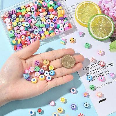 400Pcs 8 Styles Handmade Polymer Clay Beads CLAY-YW0002-53-1