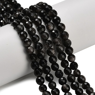 Natural Silver Obsidian Beads Strands G-C280-B08-6mm-1