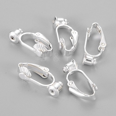 Brass Clip-on Earring Findings X-KK-Q115-S-NF-1