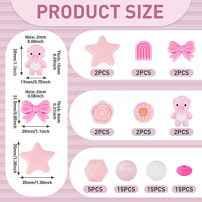 60Pcs Silicone Beads for DIY Big Themed Jewelry SIL-TA0003-37-1
