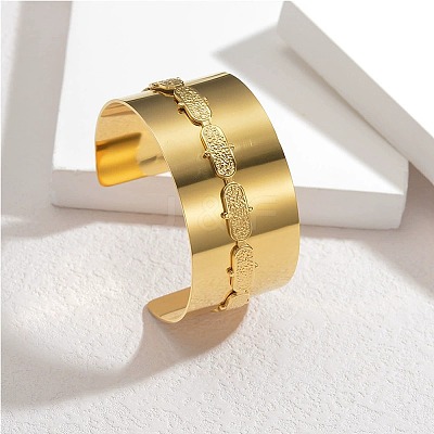 304 Stainless Steel Cuff Bangles BJEW-M082-05G-1