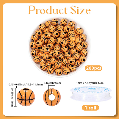 200Pcs Acrylic Beads OACR-PA0001-66C-1