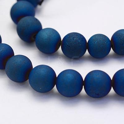 Electroplate Natural Druzy Agate Beads Strands G-G708-12mm-03-1