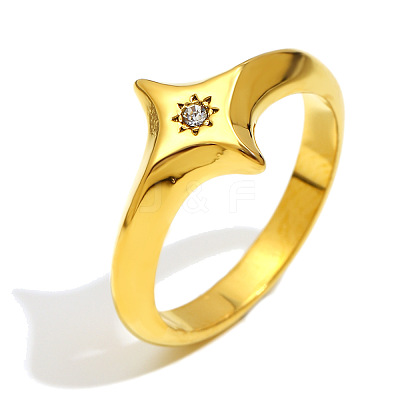 316L Surgical Stainless Steel with Clear Cubic Zirconia Finger Rings WGD89A7-03-1