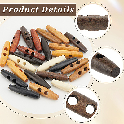 32Pcs 8 Colors 2-Hole Wood Buttons DIY-GF0011-42A-1
