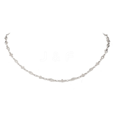 304 Stainless Steel Cross Rhombus Link Chain Necklaces NJEW-JN05651-1
