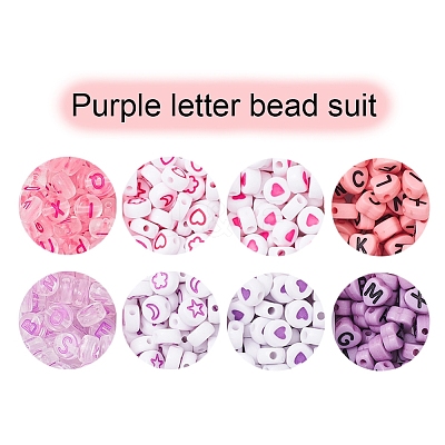 8 Style Pink & Purple Series Opaque Acrylic Beads MACR-YW0001-50-1