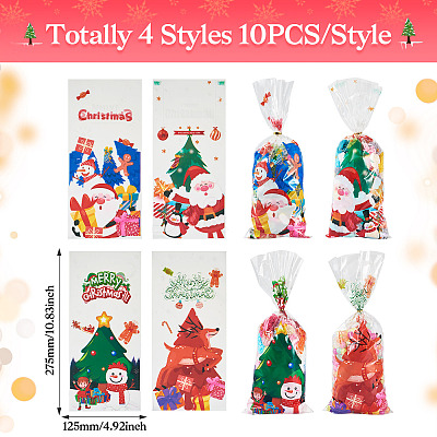 40Pcs 4 Styles Christmas Theme OPP Self-adhesive Cookie & Snacks Package Bags CON-TAC0010-90A-1