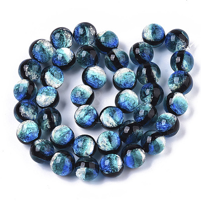 Handmade Silver Foil Glass Lampwork Beads Strands FOIL-T003-03A-1