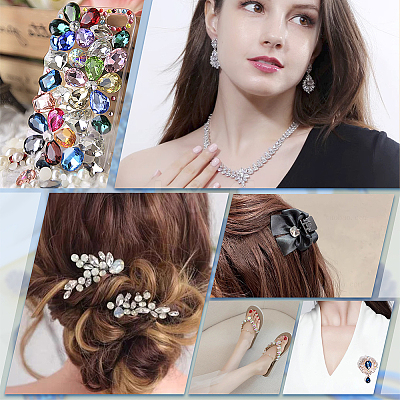 600Pcs 6 Style Glass Rhinestone Cabochons GGLA-HY0001-03-1