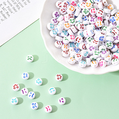 White Opaque Acrylic Beads MACR-YW0001-20E-1