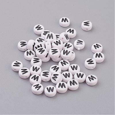 Acrylic Horizontal Hole Letter Beads X-PL37C9070-W-1