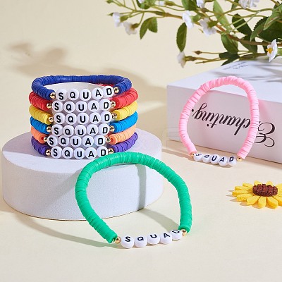 8Pcs 8 Colors Polymer Clay Heishi Surfer Stretch Bracelets Set BJEW-SW00085-1