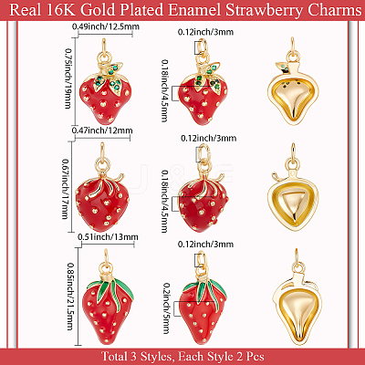 6Pcs 3 Style Brass Enamel Pendants KK-BBC0019-49-1