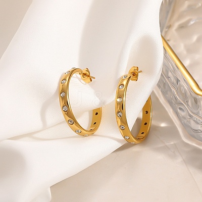 304 Stainless Steel Rhinestone Stud Earrings SA-CBA0ADC-01G-1