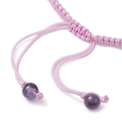 Natural Amethyst Rondelle Braided Bead Bracelets BJEW-TA00492-01-1