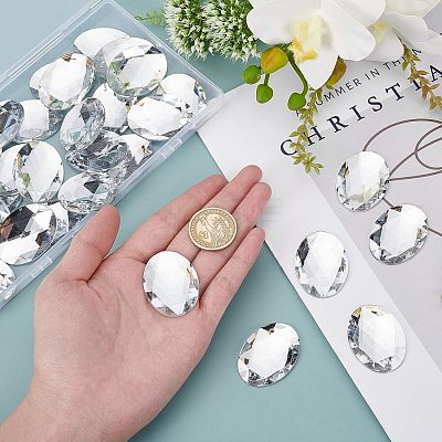 Acrylic Rhinestone Flat Back Cabochons GACR-FH0001-01-1