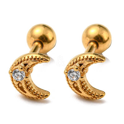 Ion Plating(IP) 304 Stainless Steel with Rhinestone Stud Earrings EJEW-Z034-19G-1