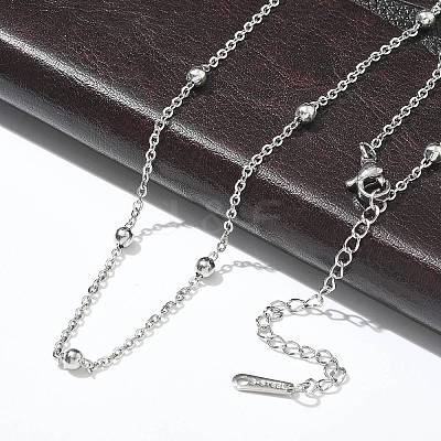 Brass Ball Cable Chain Necklaces for Women NJEW-M051-01P-1