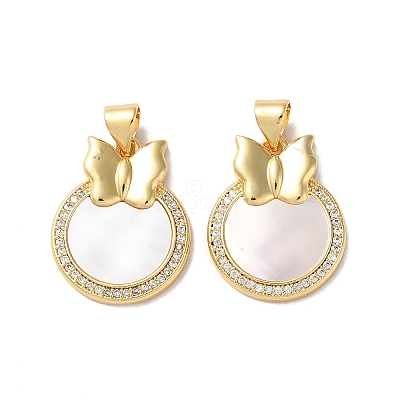 Brass Micro Pave Clear Cubic Zirconia Pendants KK-B083-16G-02-1