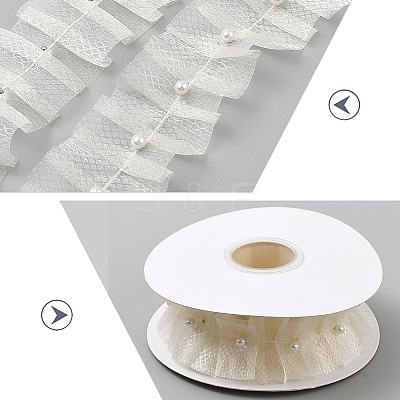 Polyester with Plastic Pearl Bead Wrinkle Ribbon OCOR-WH20003-63C-1