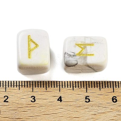 Rectangle Natural Howlite Rune Stones G-Z059-01B-1