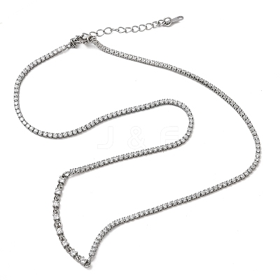 Brass Pave Clear Cubic Zirconia Tennis Necklace Making KK-B189-04P-1