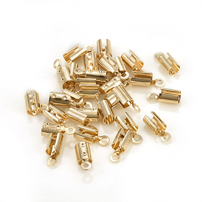 Brass Folding Crimp Ends X-KK-F777-01LG-1