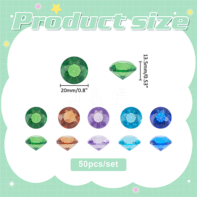 50Pcs Glass Diamond Display Decorations AJEW-WH0609-485-1-1