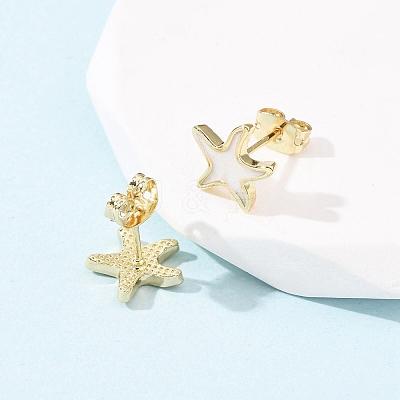Brass Enamel Stud Earrings LS-EJEW-B152-01G-05-1