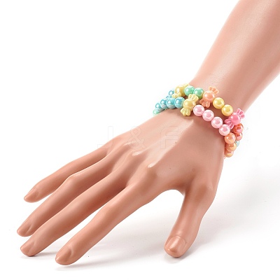 Opaque Acrylic Beads Stretch Bracelet Sets for Kids BJEW-JB06405-1