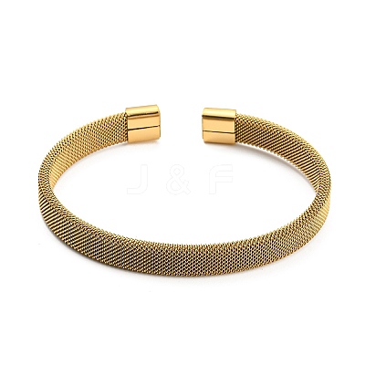 304 Stainless Steel Wire Mesh Cuff Bangles for Women BJEW-D022-01C-G-1